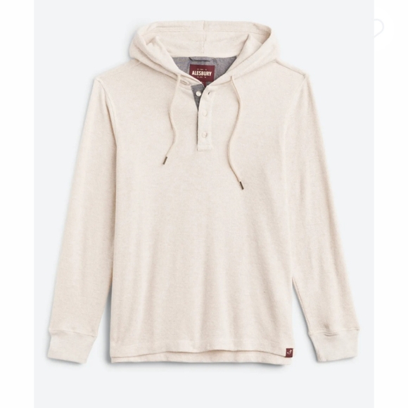 Alesbury Other - Alesbury Keaton Thermal Henley Hoodie Off White Size Medium